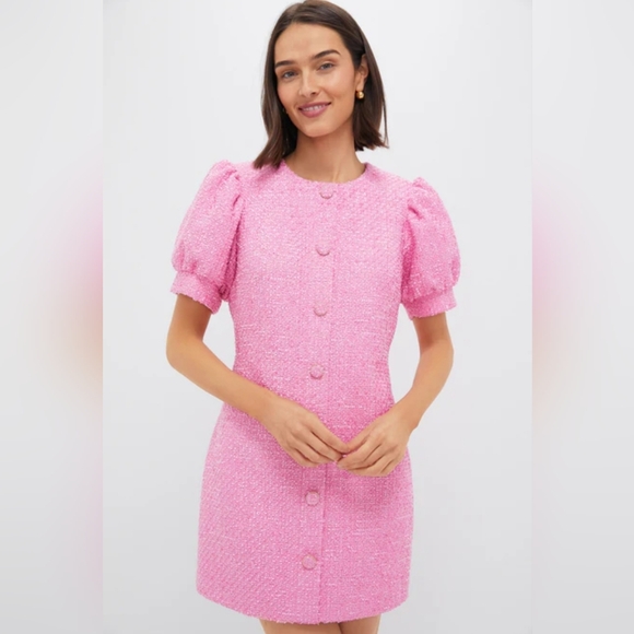 NWT Hyacinth House Tweed Kit Mini Dress Size Medium in Pink Color by Tuckernuck - Picture 2 of 15